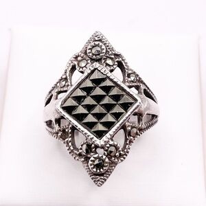 Size 4.5 Vintage Marcasites 925 Sterling Silver Ring